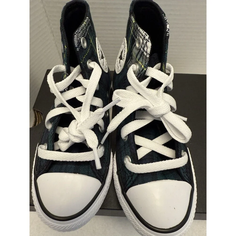 New Converse Chuck Taylor All Star Plaid High Tops Youth Sz 12 Lace Up Stars
